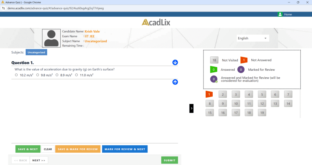 Acadlix LMS JEE Exams panel