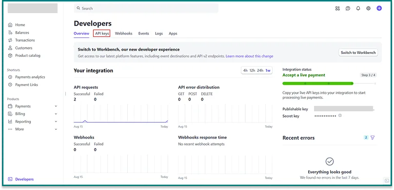Stripe API keys