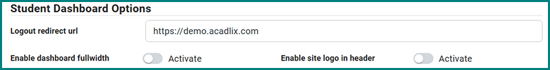 Student Dashboard Options - Acadlix General Settings