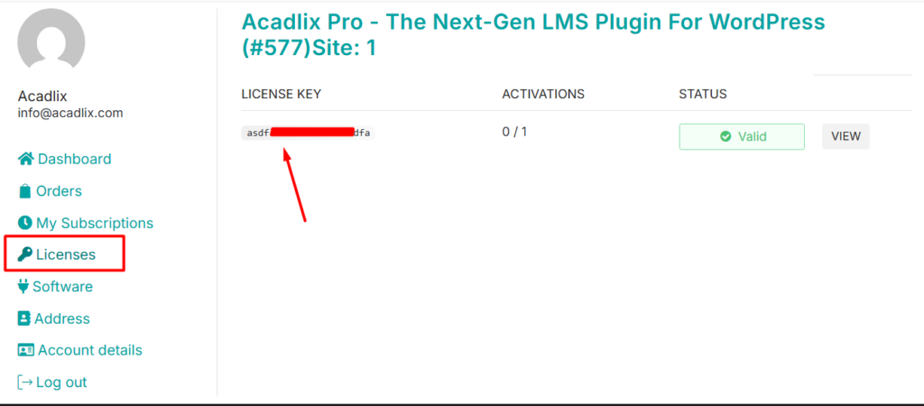 View and Copy license Key