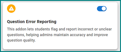 Question error reporting addon enabled