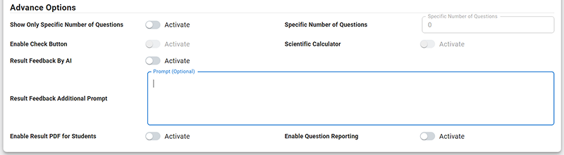 enable question reporting in an acadlix quiz