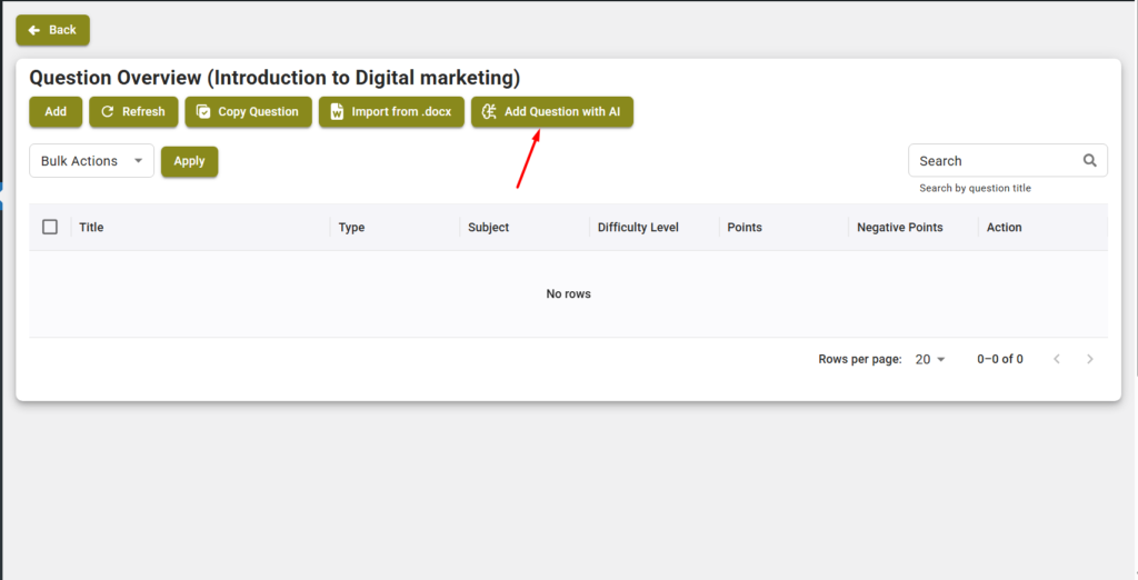 Add Questions with AI Wordpress Quiz plugin