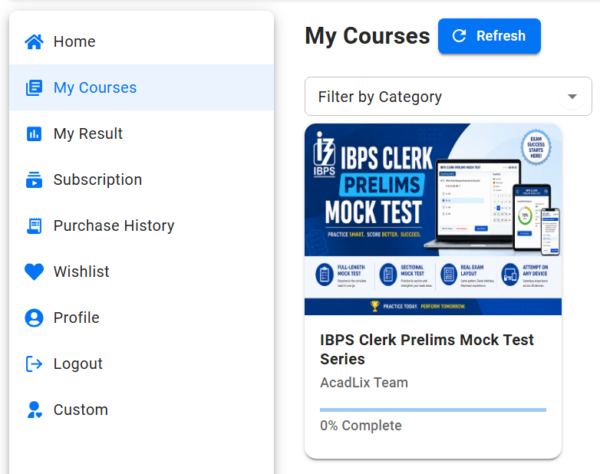 Student Dashboard Course