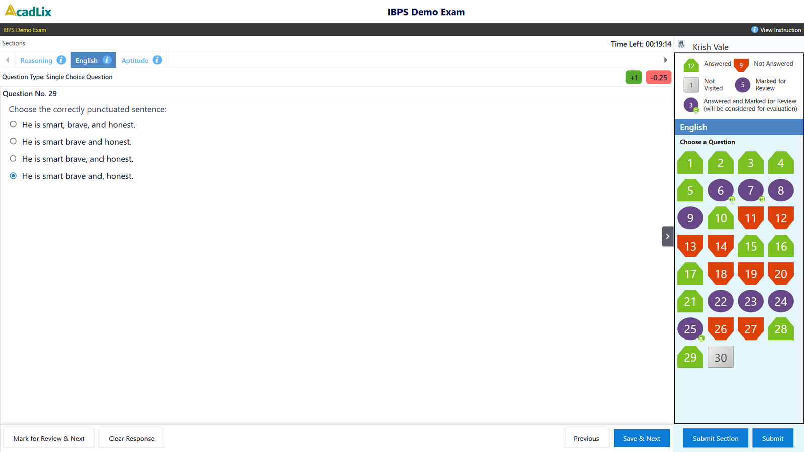 Acadlix Mock test Exam Demo
