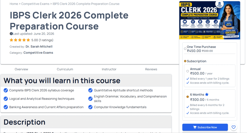 Acadlix Frontend course page
