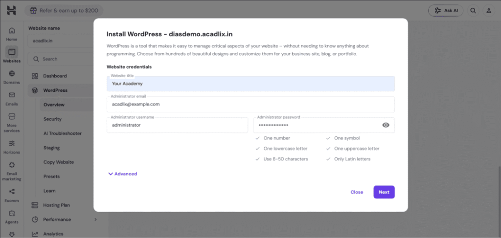 Install WordPress