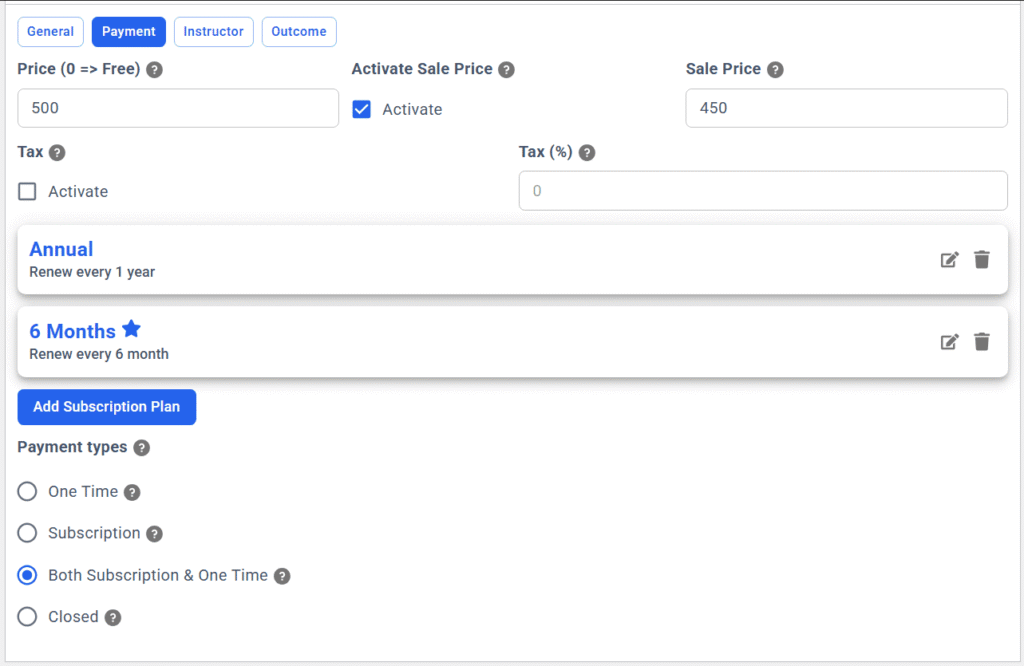 Manage Payment in Acadlix